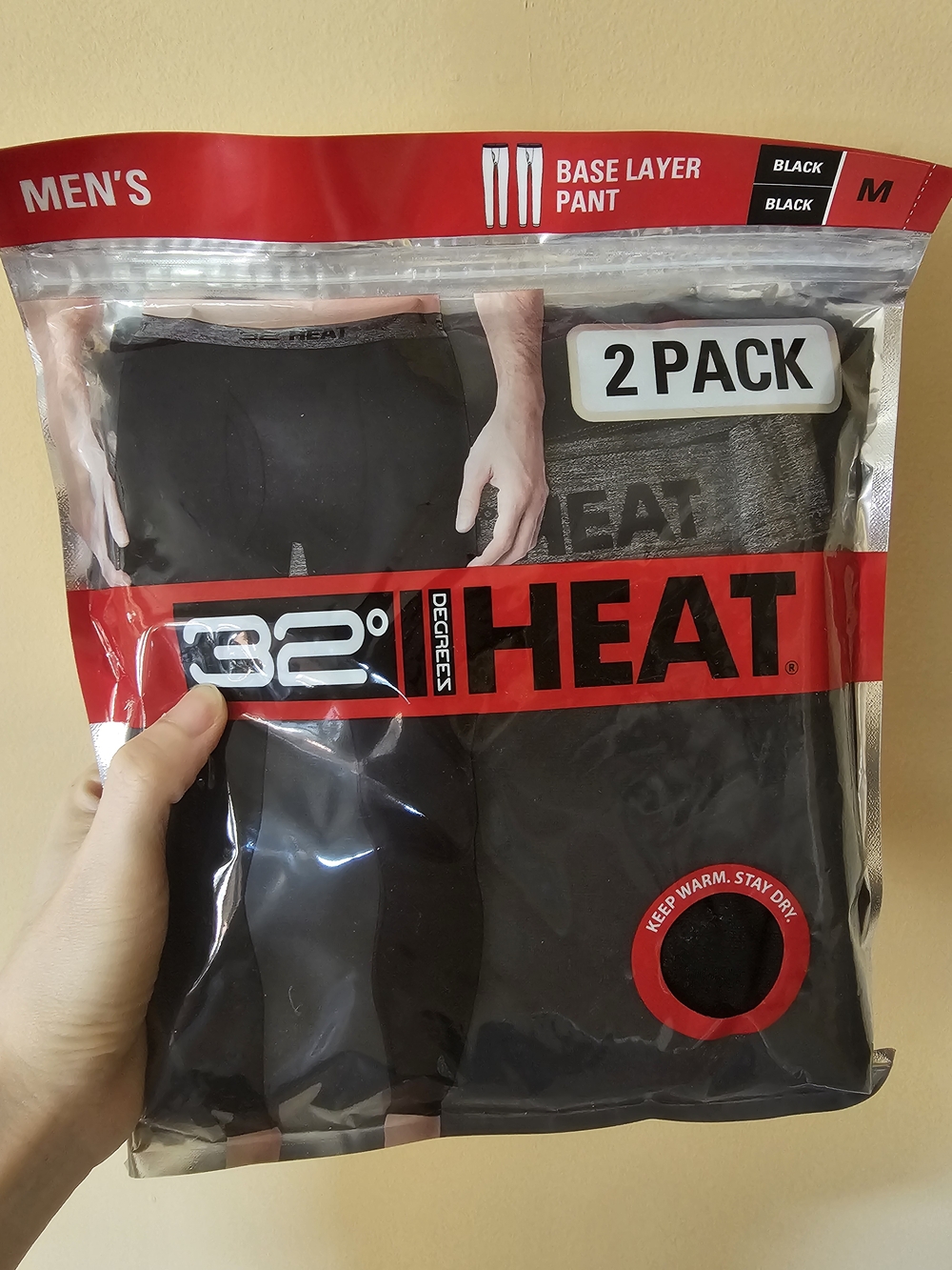 32 Degrees Heat Men's Black 2-Pack Base Layer Pants